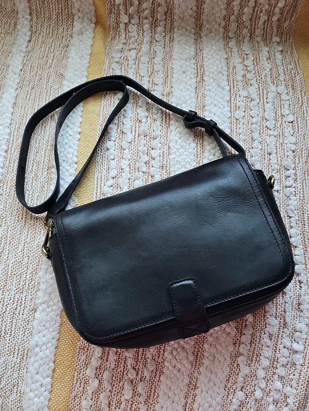 Madewell The Transport Black Leather Crossbody Bag
